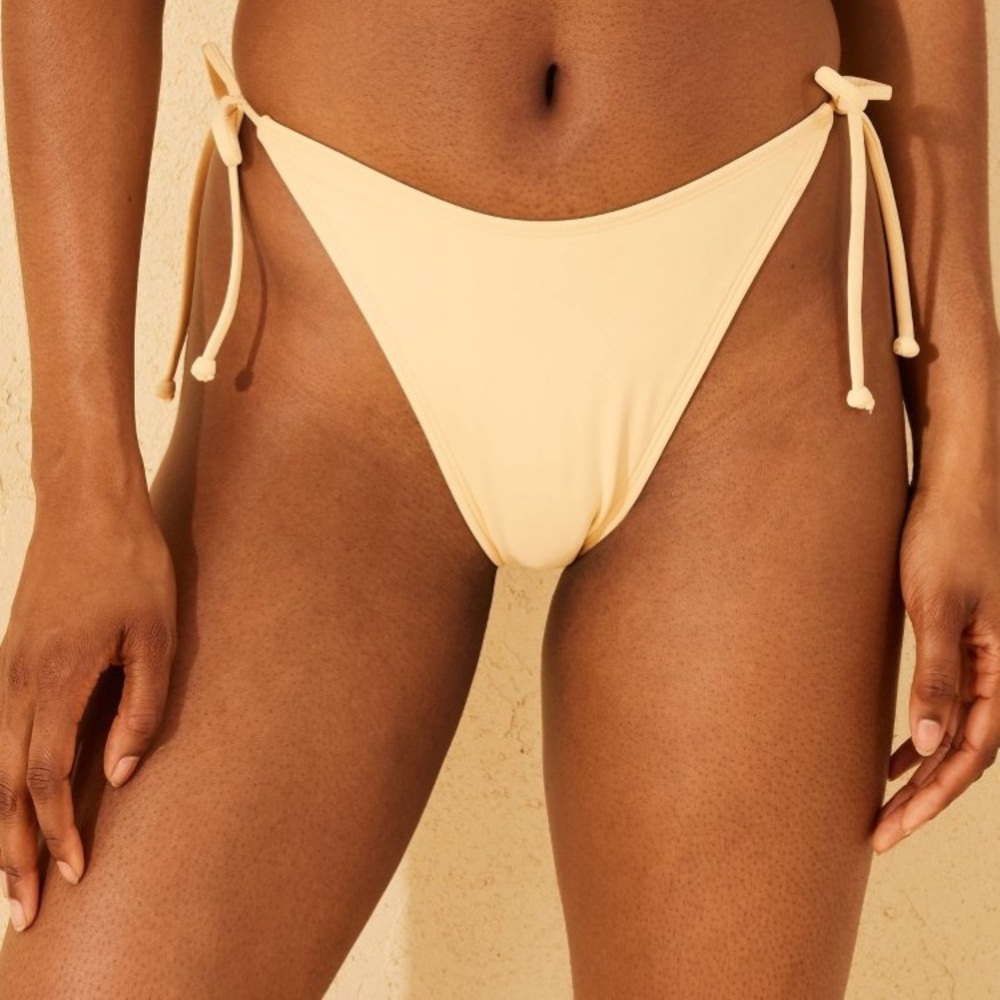 Yellow -low rise- ultra high leg-Tie-Side Bikini Bottom